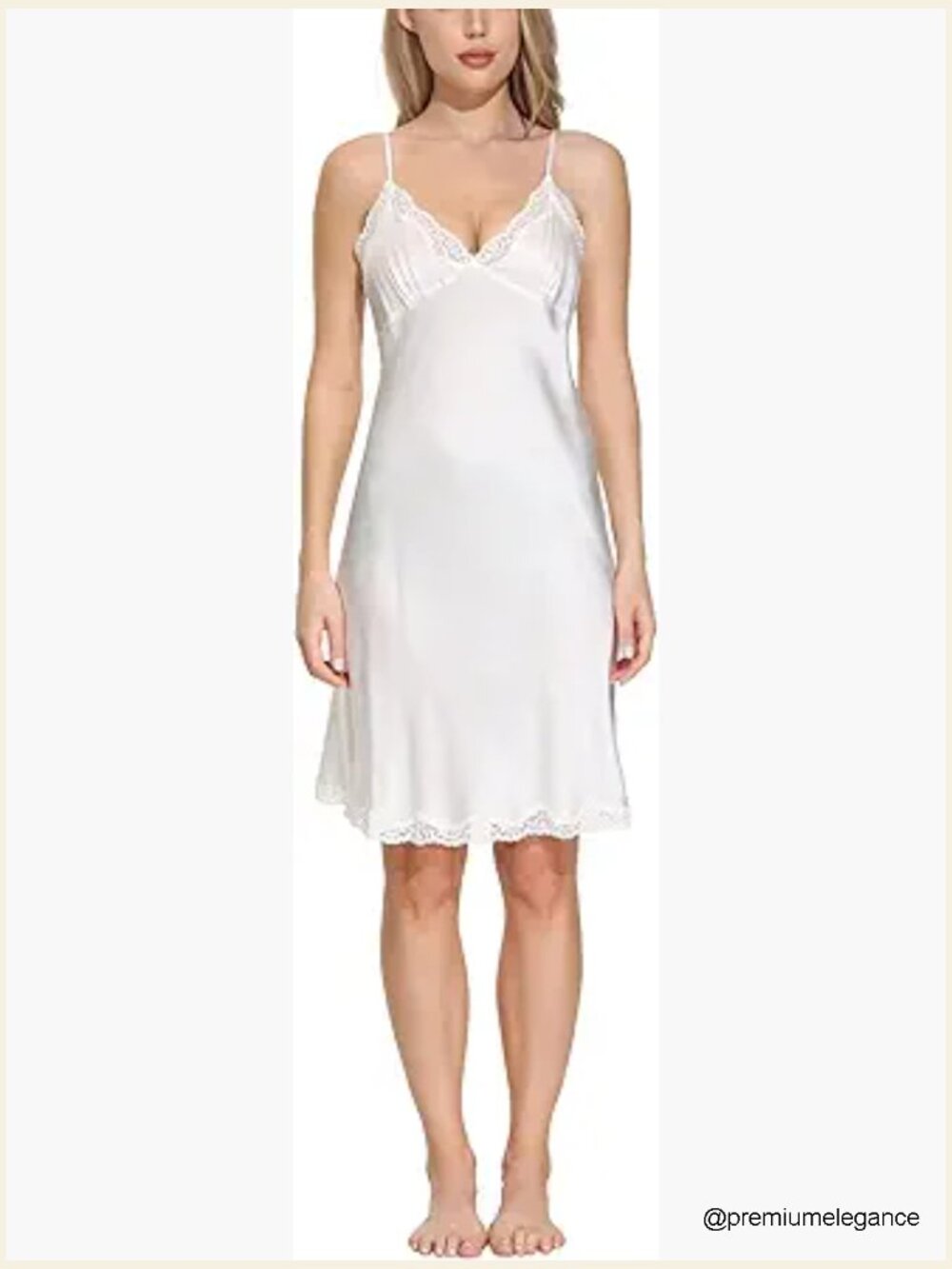 100% Silk Mulberry Nightgown Chemise Lace Trim Adjustable Straps